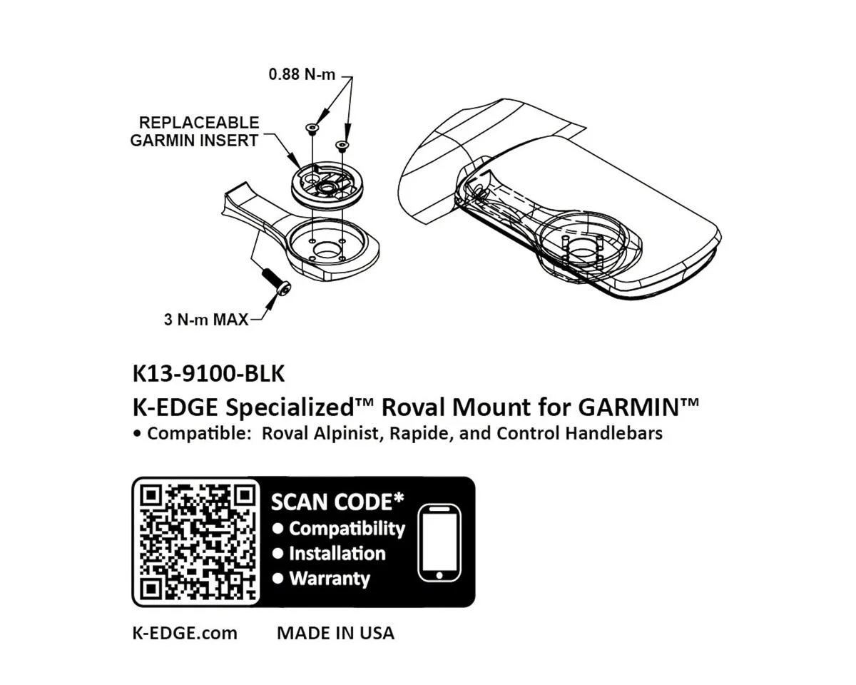 K-Edge Computer Mount (Black) (Specialized Roval) (Garmin Insert) - view 4
